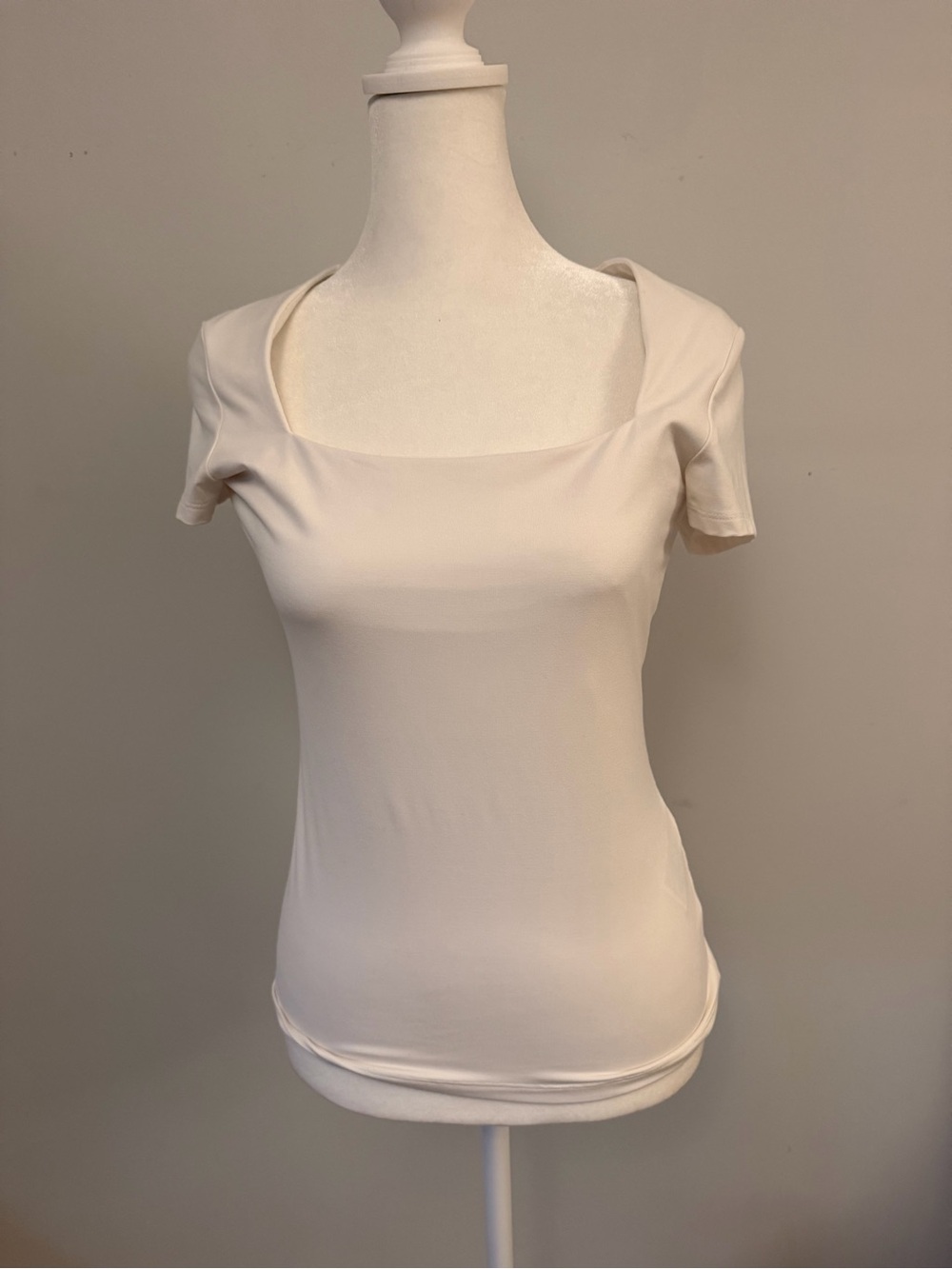 H&M Square Neck Short Sleeve Top in Cream